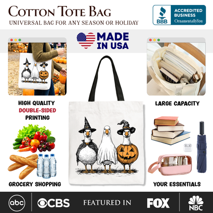 Haunting Honkers Goose Tote Bag, Funny Halloween Costumes Gift Shopper - Dashing Nova