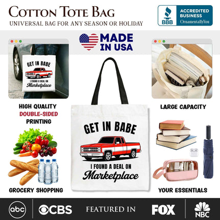 I Found A Deal On Marketplace Tote Bag, Funny Red Truck Gift Shopper