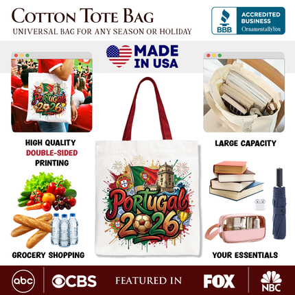 Portugal 2026 Soccer Cup Global Championship Tote Bag, Fans Football Gift Shopper - Dashing Nova
