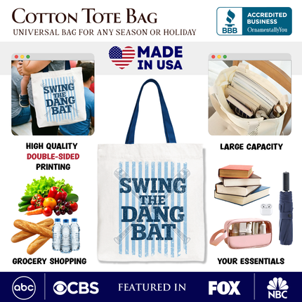 Swing The Dang Bat Softball Mama Tote Bag, Funny Sports Encouragement Gift Shopper - Dashing Nova