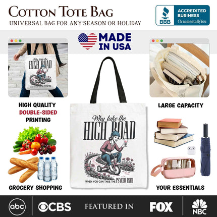 Why Take High Road Mom Tote Bag, Funny Adult Sarcastic Mother Gift Shopper