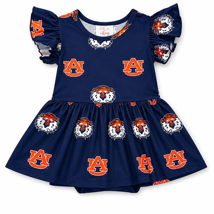 Auburn Blue Aubie S/S Flutter Twirl Bodysuit