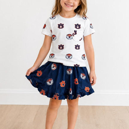 Auburn White Aubie Ruffle Pocket Tee