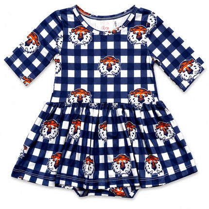 Auburn Plaid Aubie 3/4 Sleeve Twirl Bodysuit