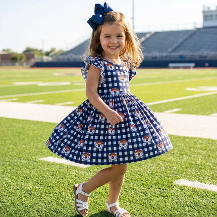 Auburn Plaid Aubie Flutter Twirl Dress