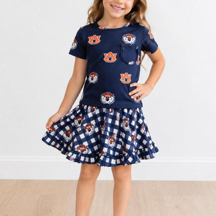 Auburn Plaid Aubie Ruffle Twirl Skort