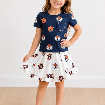 Auburn White Aubie Ruffle Twirl Skort