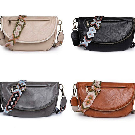Callie Fold Over Leather Crossbody Sling Bag