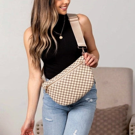 Layla Woven Checkered Crossbody Sling Bag