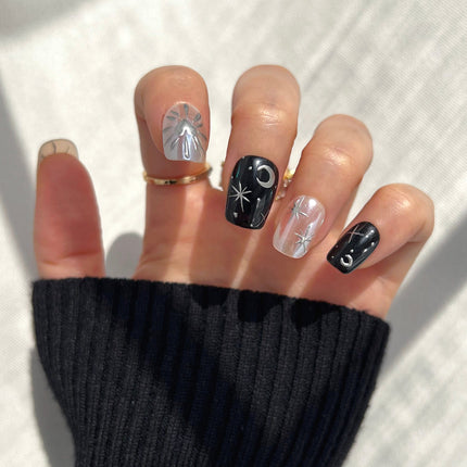 Monochrome Eclipse | Pro Handmade Gel Nails - Dashing Nova