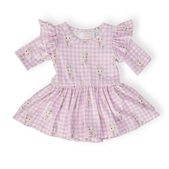 Baby Bunnies 3/4 Sleeve Flutter Twirl Bodysuit - Dashing Nova