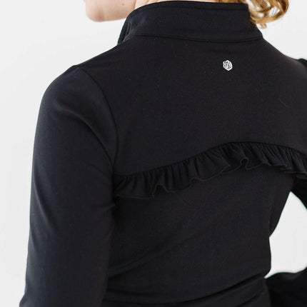 Balanced Black Full-Zip Ruffle Active Jacket