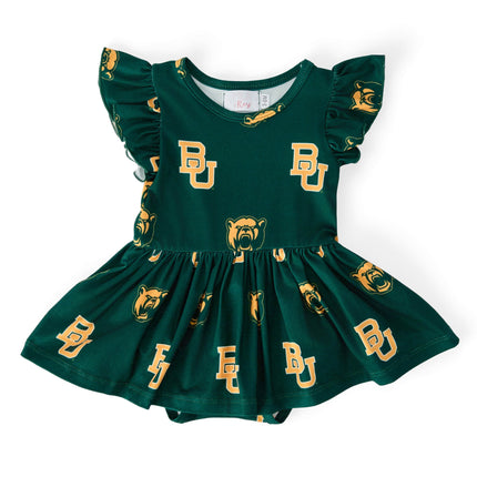Baylor Green Bear S/S Flutter Twirl Bodysuit