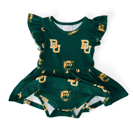 Baylor Green Bear S/S Flutter Twirl Bodysuit