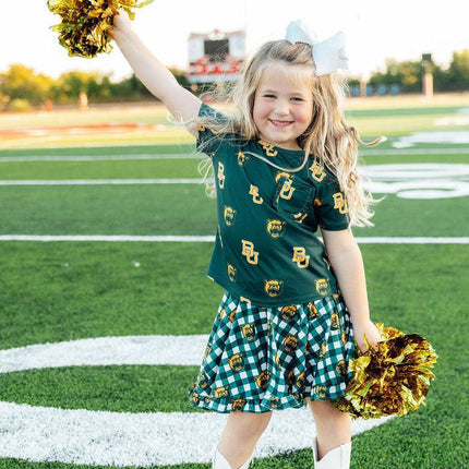 Baylor Green Bear Ruffle Pocket Tee