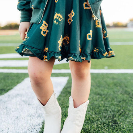 Baylor Green Bear Ruffle Twirl Skort
