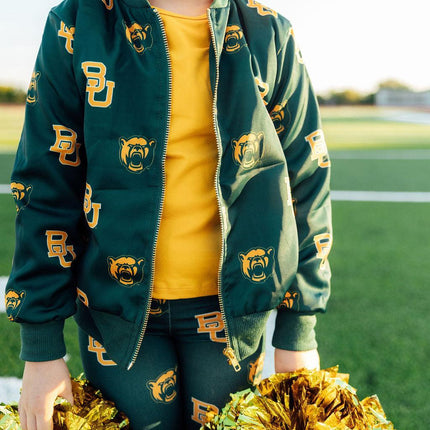 Baylor Green Bear Satin Jacket