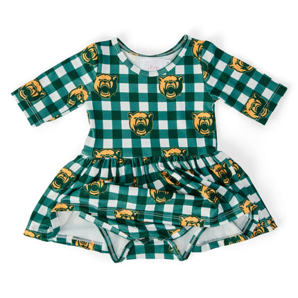 Baylor Plaid Bear 3/4 Sleeve Twirl Bodysuit