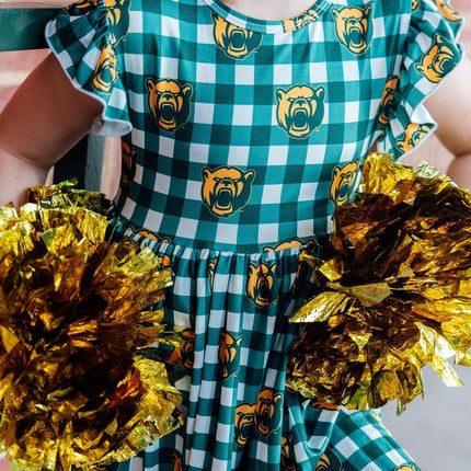 Baylor Plaid Bear Flutter Twirl Dress