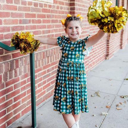 Baylor Plaid Bear Flutter Twirl Dress