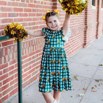 Baylor Plaid Bear Flutter Twirl Dress
