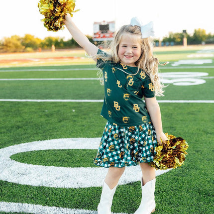 Baylor Plaid Bear Ruffle Twirl Skort