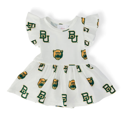 Baylor White Bear S/S Flutter Twirl Bodysuit