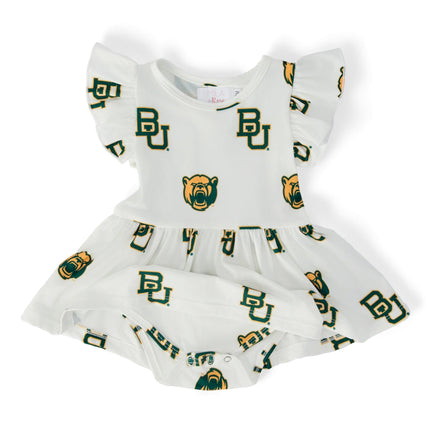 Baylor White Bear S/S Flutter Twirl Bodysuit