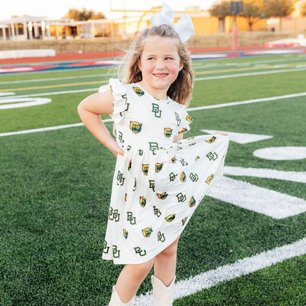 Baylor White Bear Flutter Twirl Dress