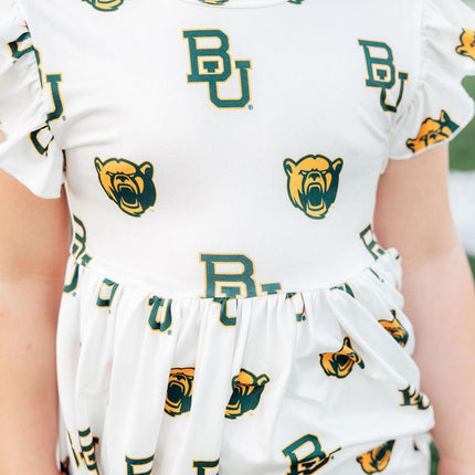 Baylor White Bear Flutter Twirl Dress
