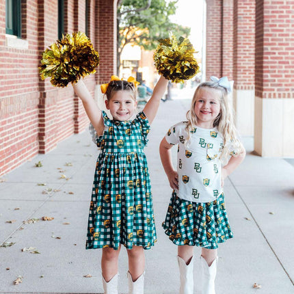 Baylor White Bear Ruffle Pocket Tee