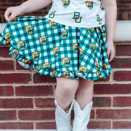 Baylor White Bear Ruffle Pocket Tee