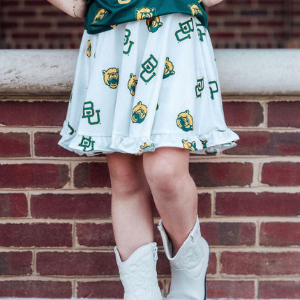 Baylor White Bear Ruffle Twirl Skort