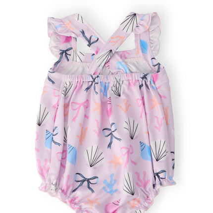 Beachside Bows Ruffle Cross Back Romper