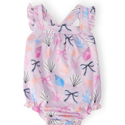 Beachside Bows Ruffle Cross Back Romper