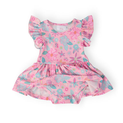 Beachy Blooms S/S Flutter Twirl Bodysuit