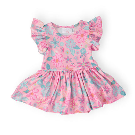 Beachy Blooms S/S Flutter Twirl Bodysuit