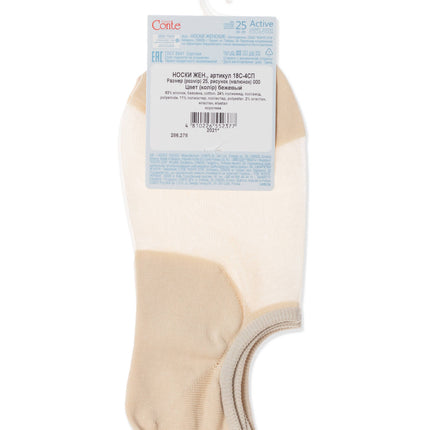 Conte Active #18S-4SP(000) - 1 pair Cotton Ultra-Short Women's Socks (with sheer mesh insert)