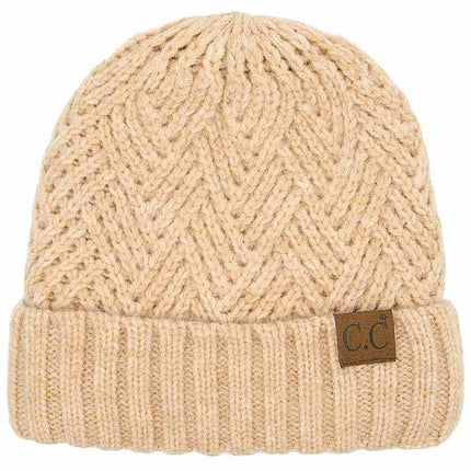 C.C Criss Cross Pattern Cuff Beanie Hats