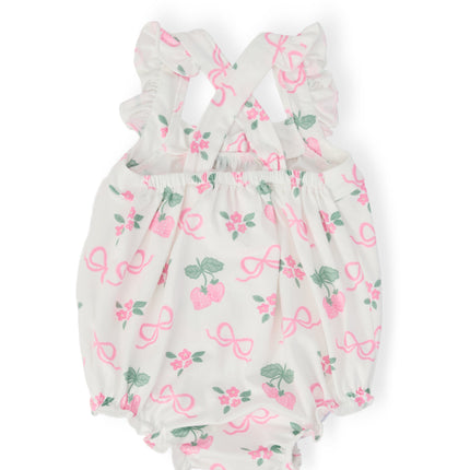 Berries & Bows Ruffle Cross Back Romper
