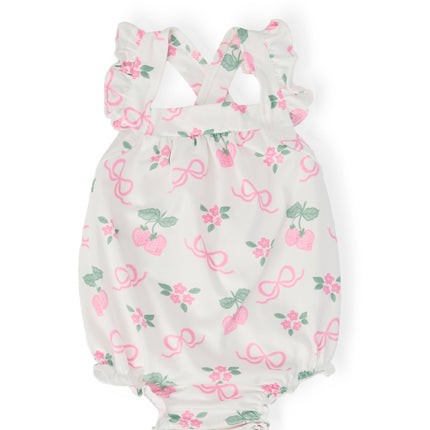 Berries & Bows Ruffle Cross Back Romper