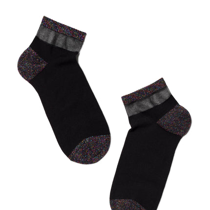 Conte Active #20S-5SP(207) - 1 pair Elegant Cotton Women's Socks (with lurex & sheer mesh stripe)