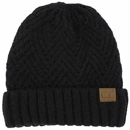 C.C Criss Cross Pattern Cuff Beanie Hats