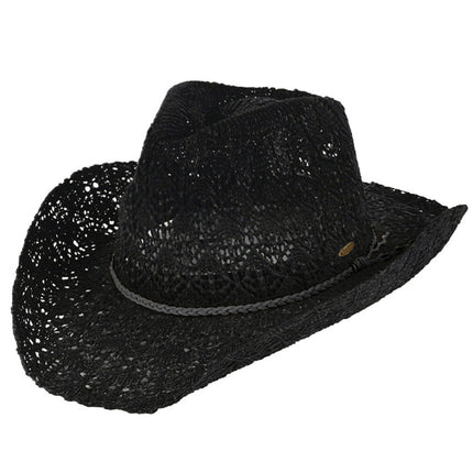 C.C Women's Horseshoe Lace Knitting Cowboy Hat
