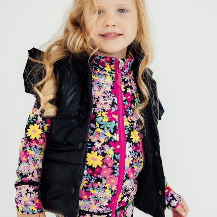 Black Checker Puffer Vest