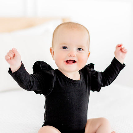 Black L/S Flutter Bodysuit