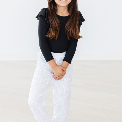 Black L/S Flutter Sleeve Leotard