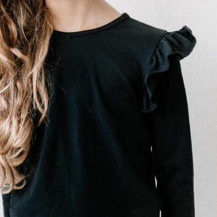 Black L/S Ruffle Tee
