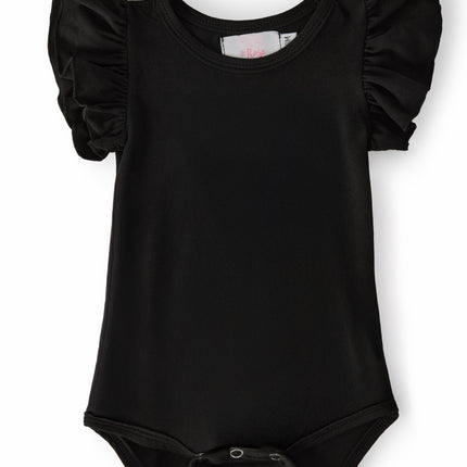 Black S/S Flutter Bodysuit