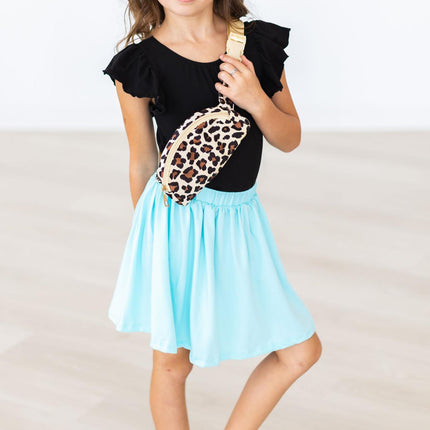 Black S/S Flutter Sleeve Leotard